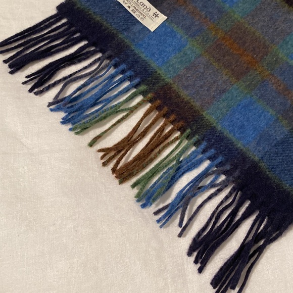 John Hanly lambwool plaid blues scarf Ireland - Picture 9 of 12